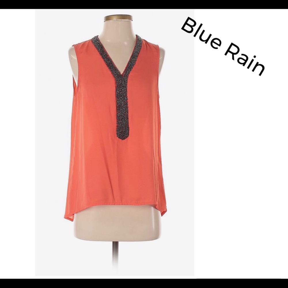 Blue Rain orange/silver beaded top